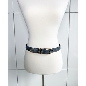 Gray Suede Leather Belt with Gold Tone Hardware Size Medium New York Studio